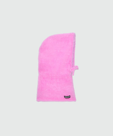 Pink knitted balaclava with MSGM logo label