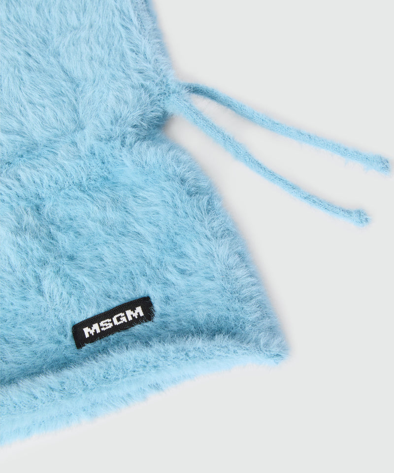 Light blue knitted balaclava with MSGM logo label 82 Women 