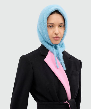 Light blue knitted balaclava with MSGM logo label