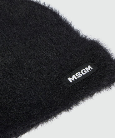 Black knitted hat with MSGM logo label