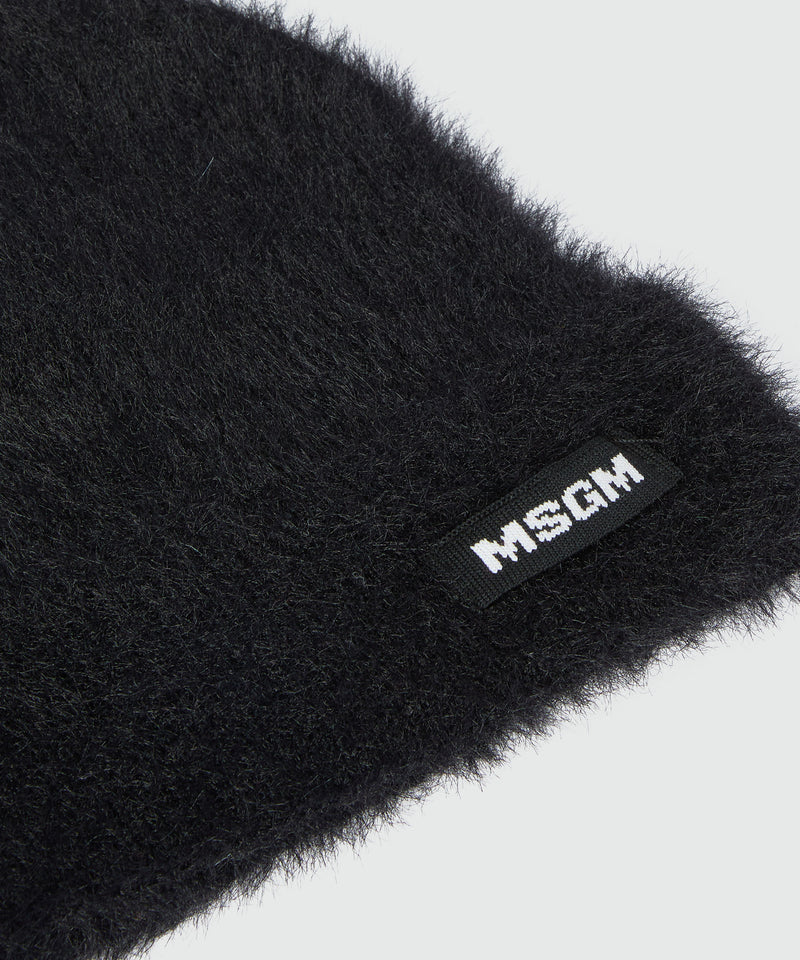 Black knitted hat with MSGM logo label 99 Women 