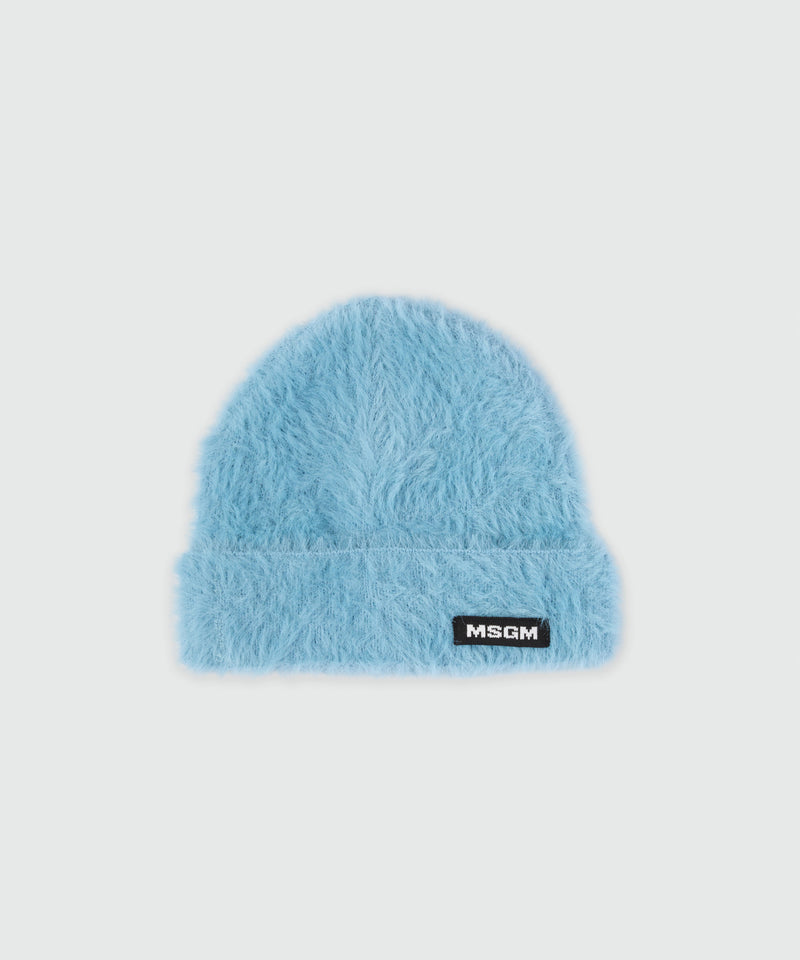 Light blue knitted hat with MSGM logo label 82 Women 