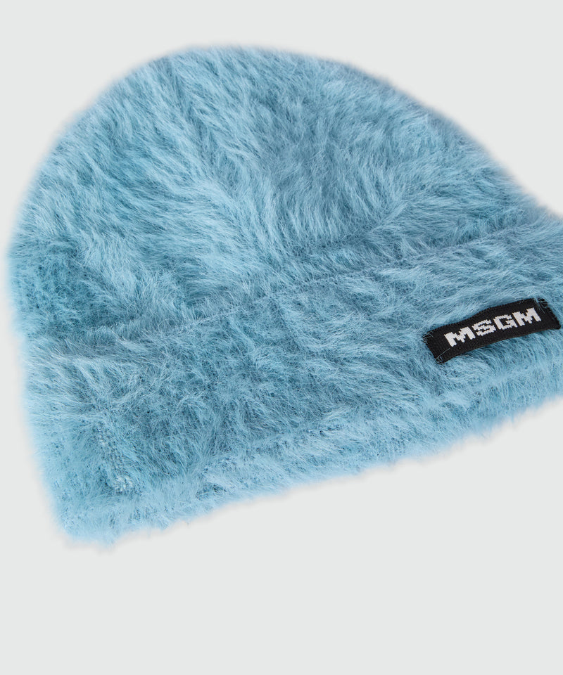 Light blue knitted hat with MSGM logo label 82 Women 