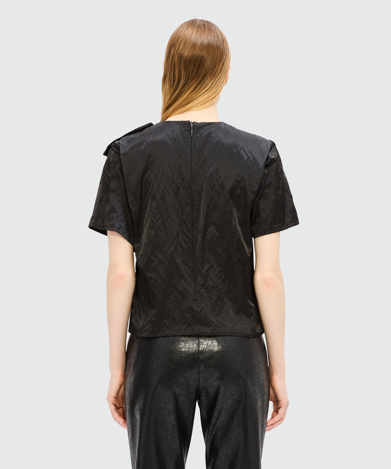 Top nero in duchesse crincklé con fiocco 99 Donna 