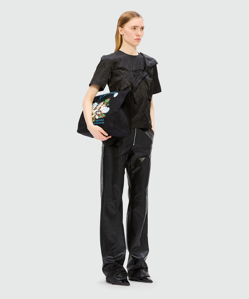 Top nero in duchesse crincklé con fiocco 99 Donna 