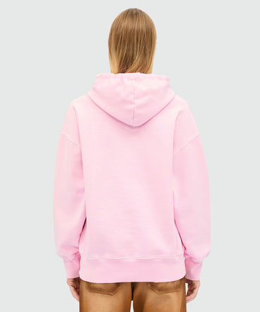 Felpa rosa in jersey con cappuccio e logo MSGM corsivo