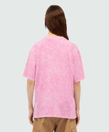 Pink faded cotton T-shirt with "MSGM Concert Bunny" print