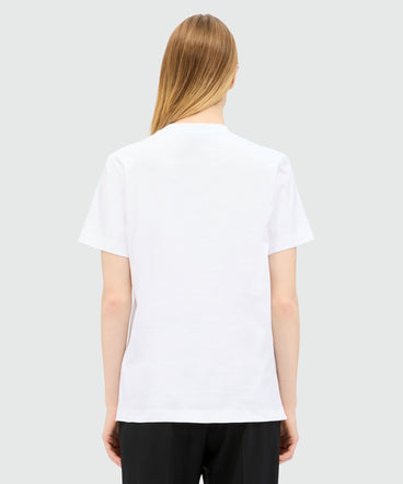 White jersey T-shirt with "Cute Kitty" graphic and cursive MSGM logo