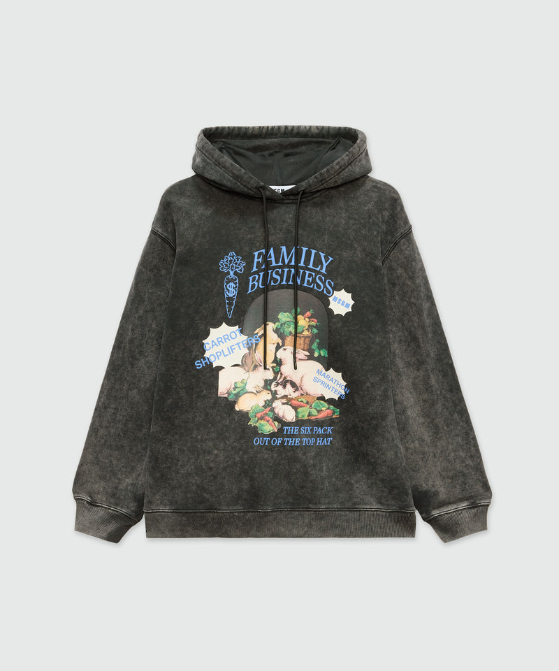 Black jersey hoodie with "Family Business" print 99 Women 