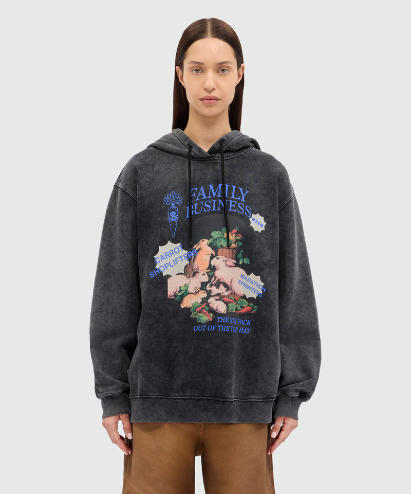 Black jersey hoodie with "Family Business" print 99 Women 