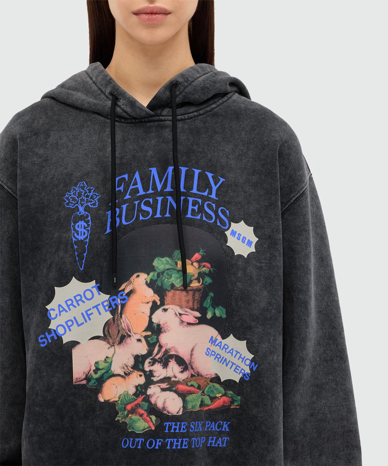 Black jersey hoodie with "Family Business" print 99 Women 