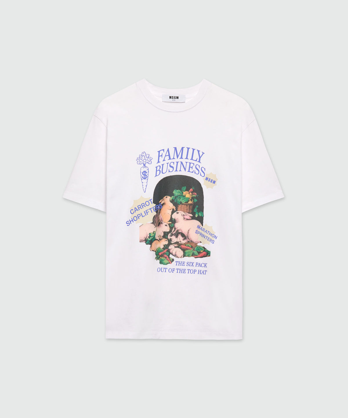 MSGM｜SHORT-SLEEVED ROUND NECK T-SHIRTS (3640MM131 24700 MSGM T-shirt White Cotton Short Sleeves Logo Print Crewneck