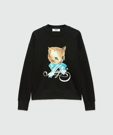 Black jersey sweatshirt with "Cute Kitty" graphic
