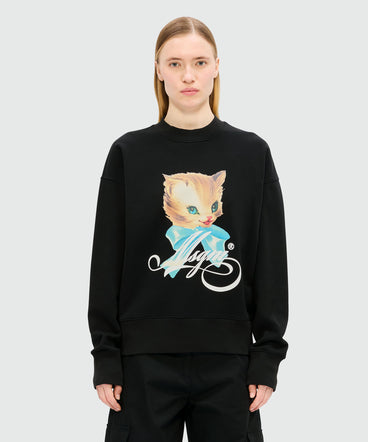 Black jersey sweatshirt with "Cute Kitty" graphic