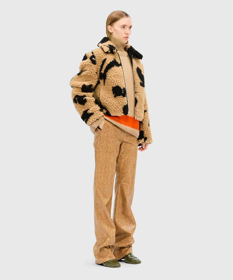 Maglione a collo alto beige con dettaglio colorblock 24 Donna 