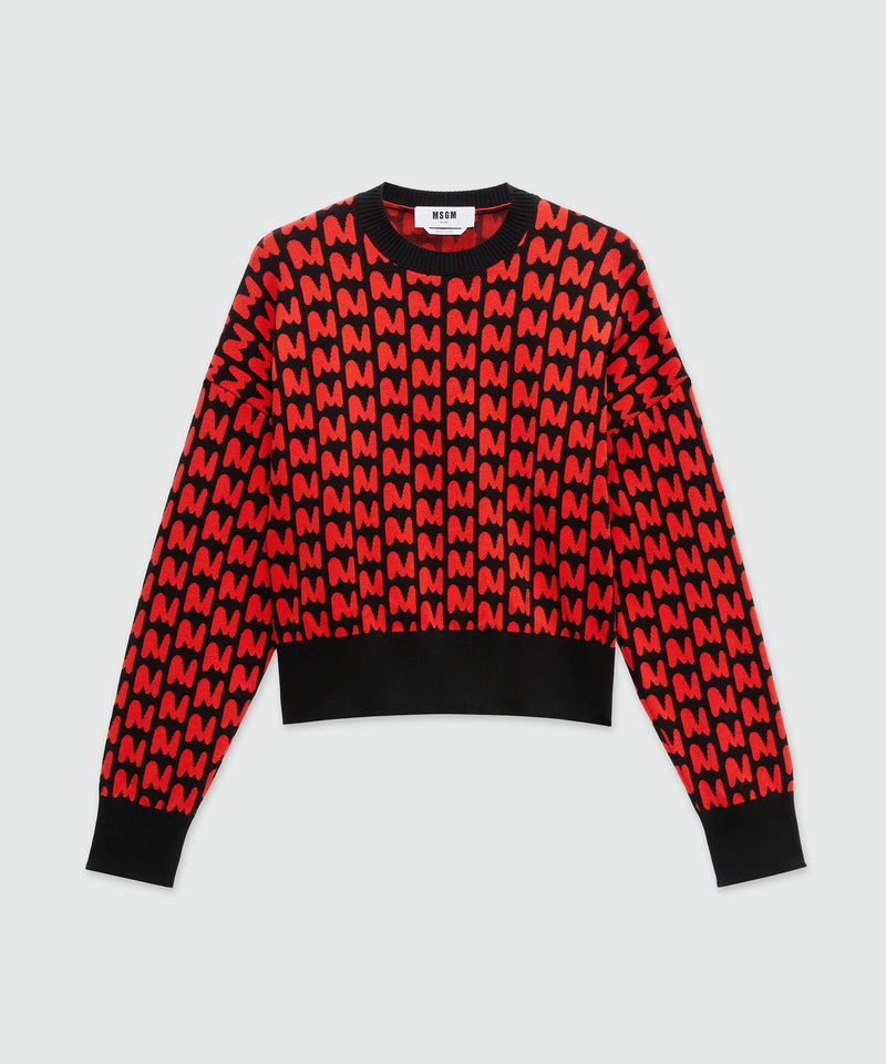 Maglia nera in jacquard con motivo "TheMwave" 99 Donna 