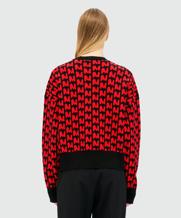 Maglia nera in jacquard con motivo "TheMwave"