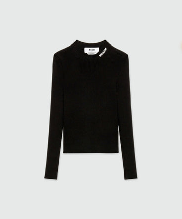 Maglia nera stretch a costine