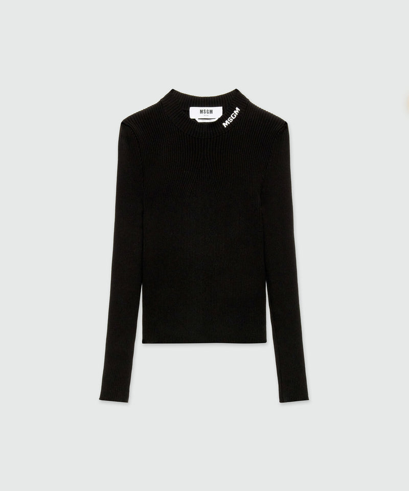 Maglia nera stretch a costine 99 Donna 