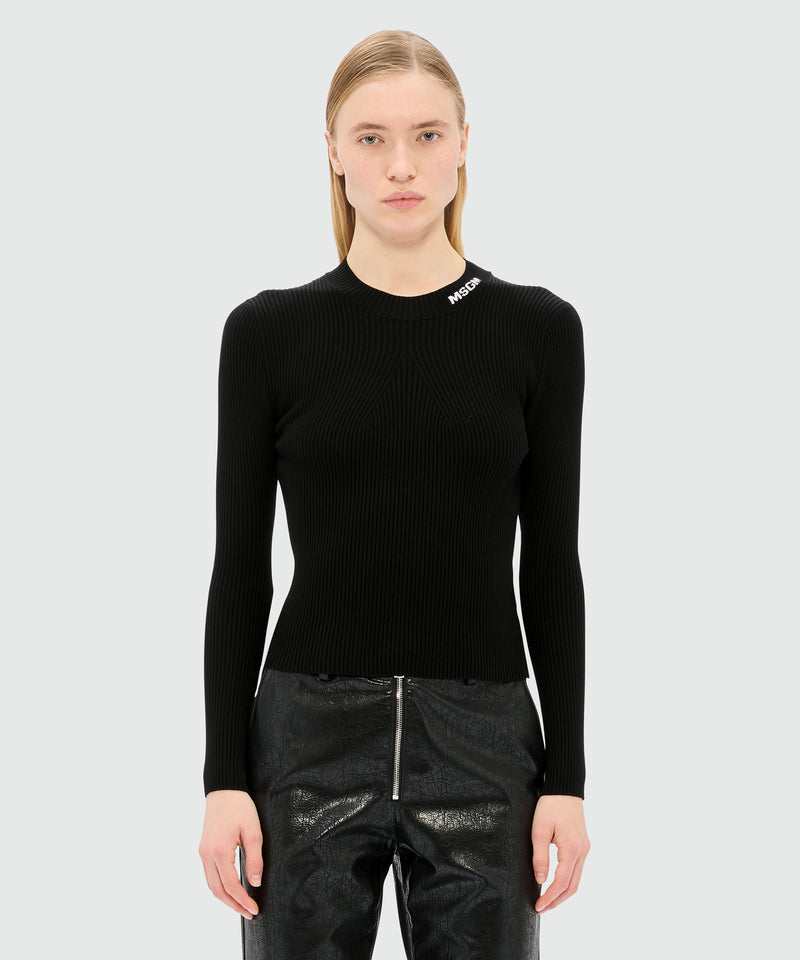 Maglia nera stretch a costine 99 Donna 