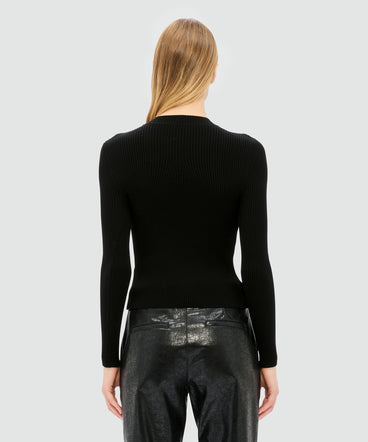 Maglia nera stretch a costine