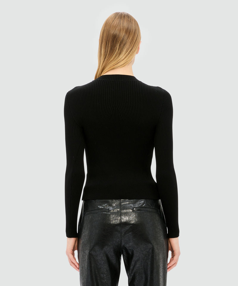 Maglia nera stretch a costine 99 Donna 