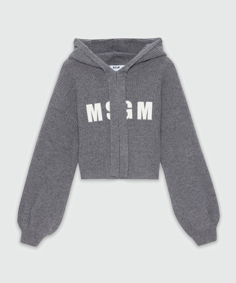 Anthracite cashmere blend hooded sweater with MSGM logo 98 Women 
