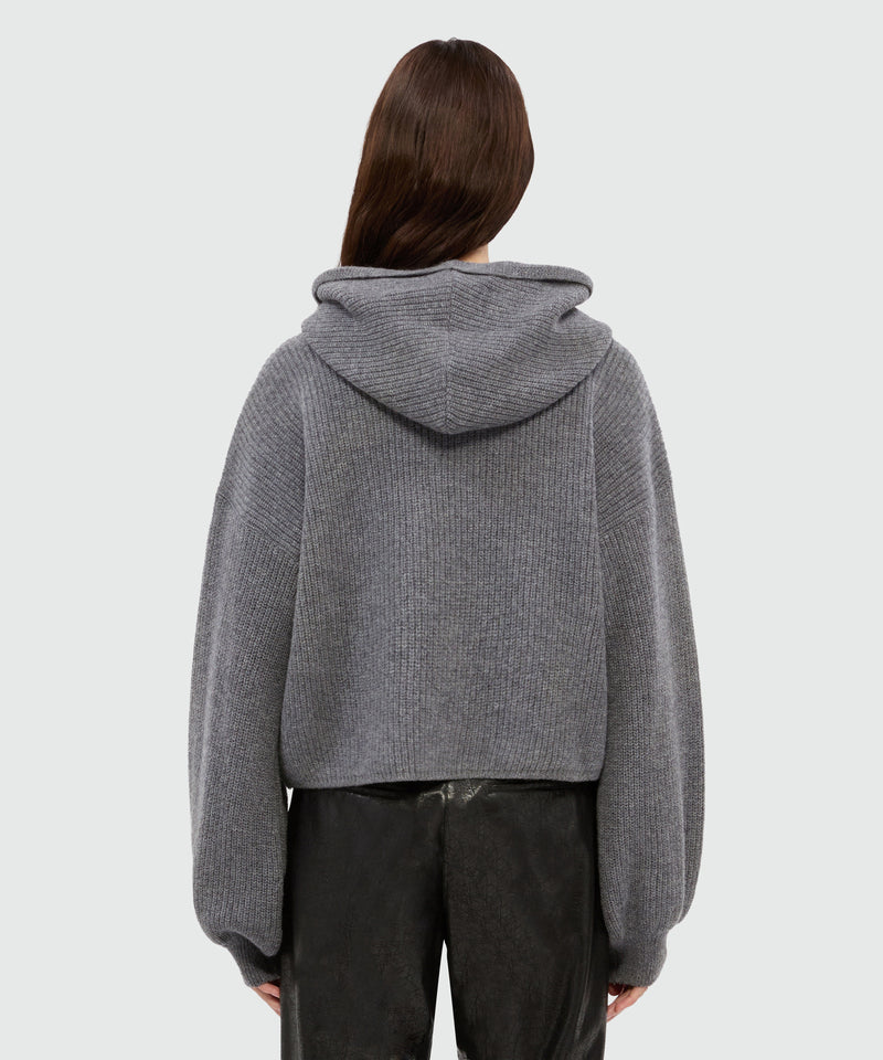 Anthracite cashmere blend hooded sweater with MSGM logo 98 Women 