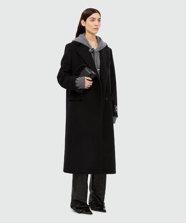 Anthracite cashmere blend hooded sweater with MSGM logo