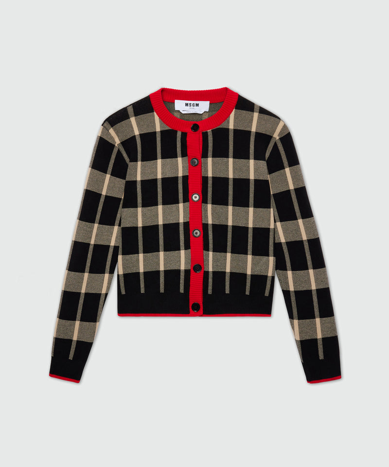 Two-tone check cardigan with contrasting details 99 Women 