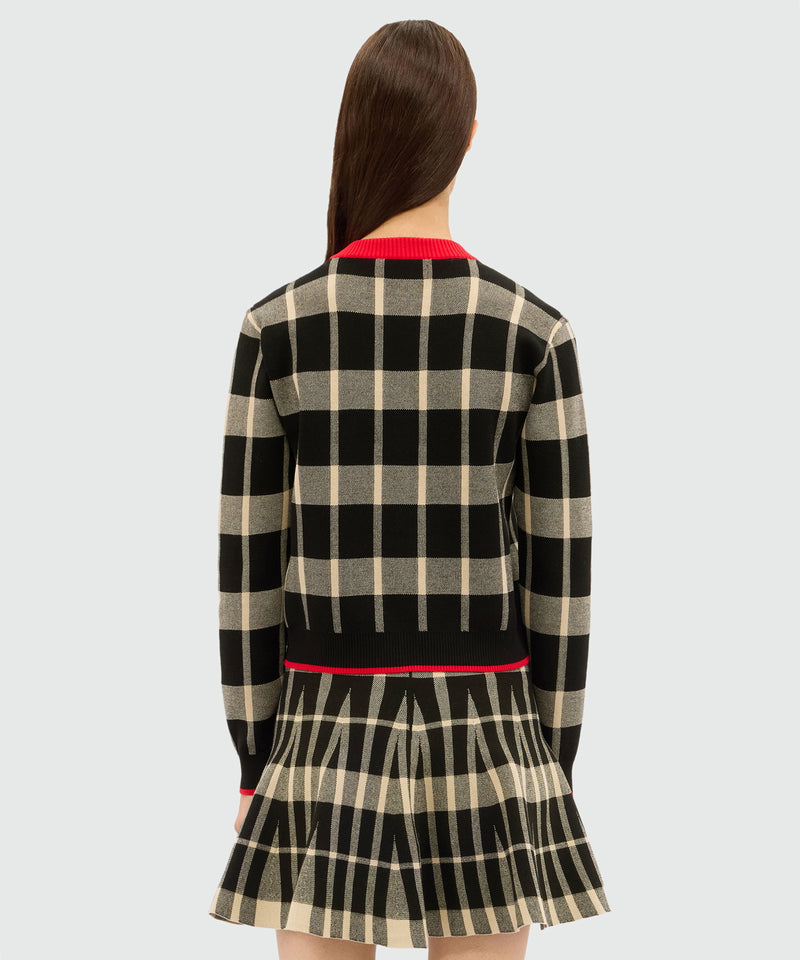 Two-tone check cardigan with contrasting details 99 Women 