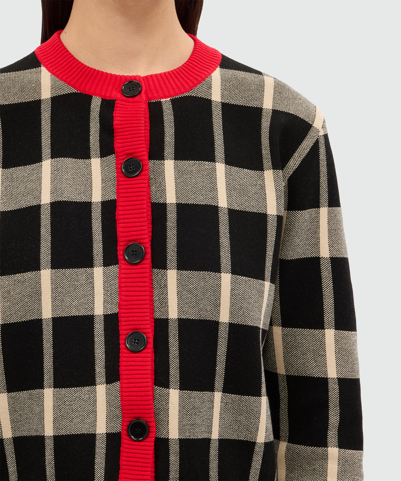 Two-tone check cardigan with contrasting details 99 Women 