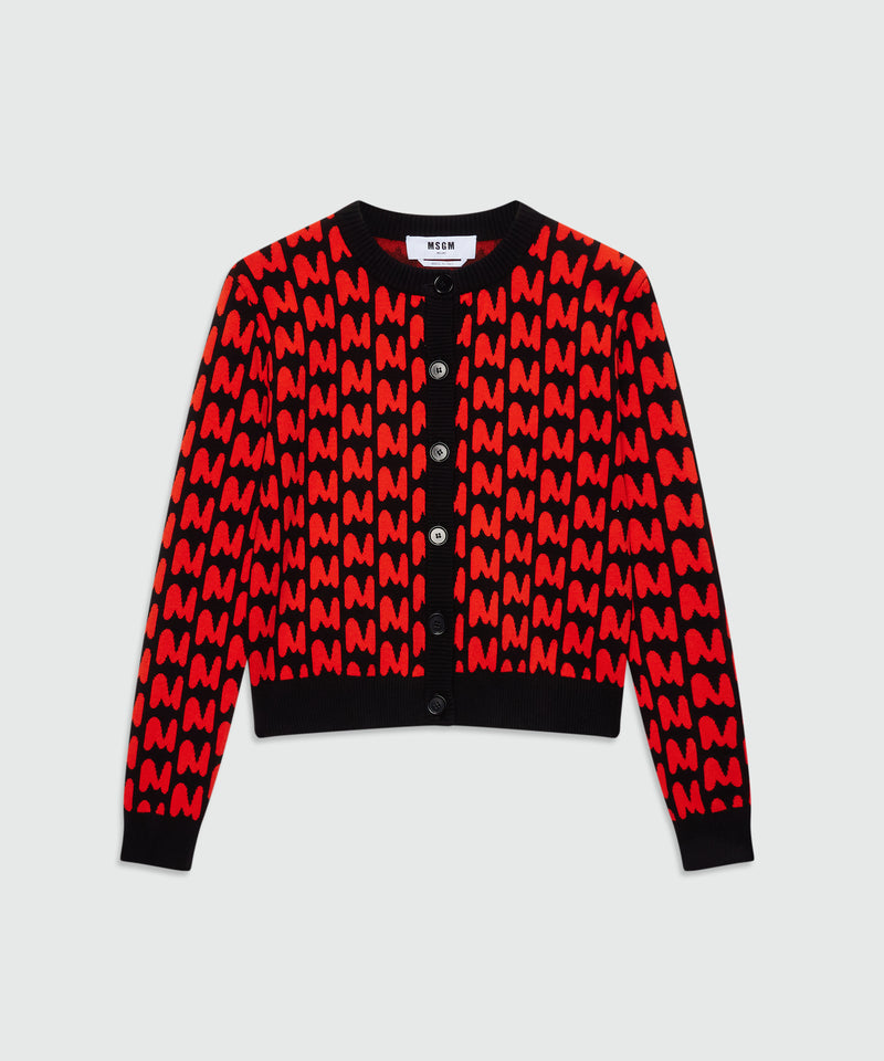 Black knitted cardigan with jacquard pattern "TheMwave" 99 Women 