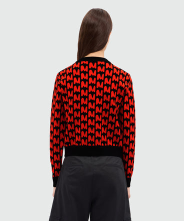 Black knitted cardigan with jacquard pattern "TheMwave"