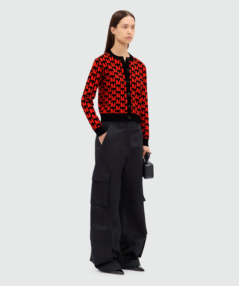 Black knitted cardigan with jacquard pattern "TheMwave" 99 Women 
