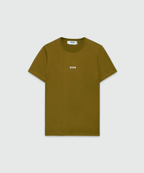 Olive green jersey T-shirt with MSGM micrologo