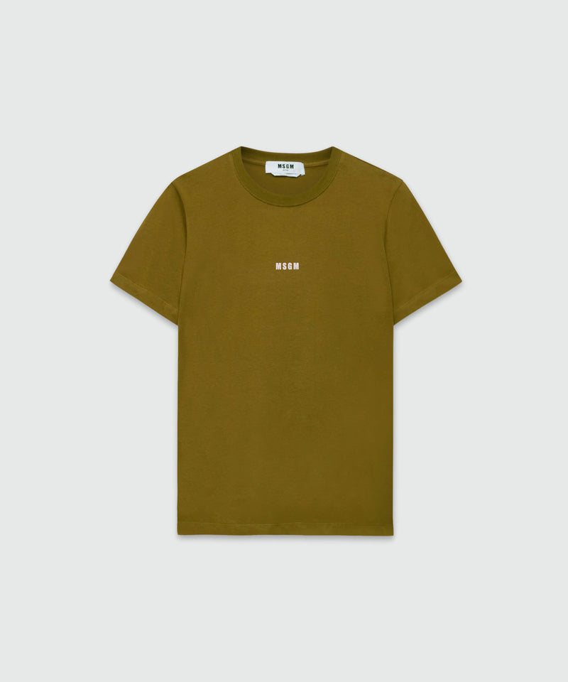 Olive green jersey T-shirt with MSGM micrologo 38 Women 