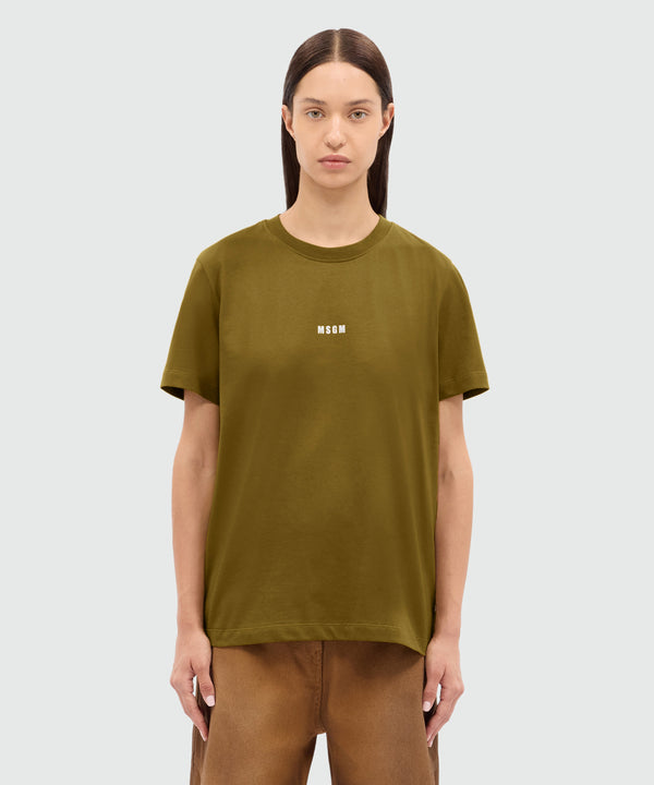 Olive green jersey T-shirt with MSGM micrologo