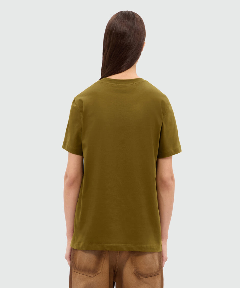 Olive green jersey T-shirt with MSGM micrologo 38 Women 