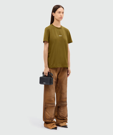 Olive green jersey T-shirt with MSGM micrologo