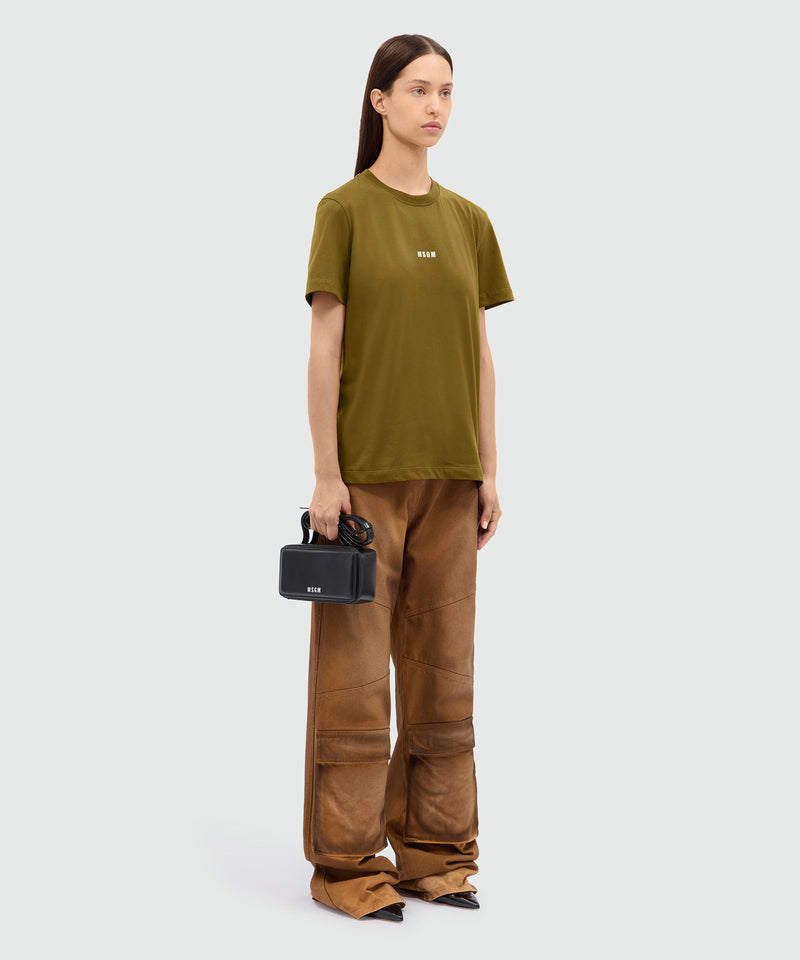 Olive green jersey T-shirt with MSGM micrologo 38 Women 
