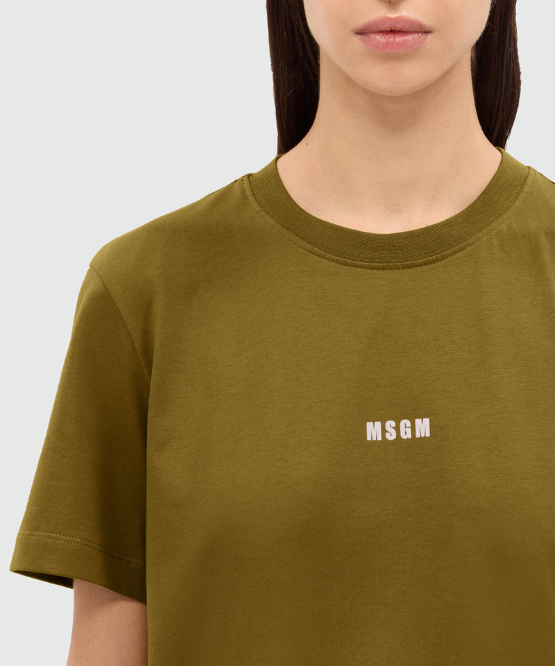 Olive green jersey T-shirt with MSGM micrologo 38 Women 