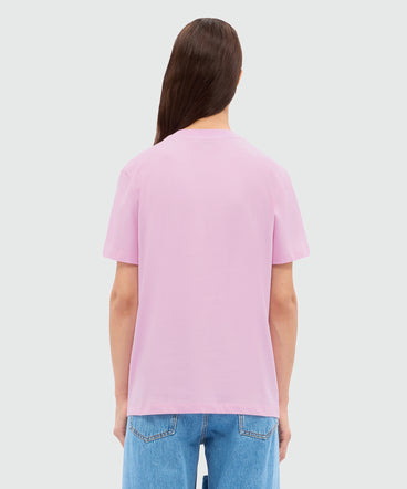 Pink jersey T-shirt with MSGM brushstroke logo
