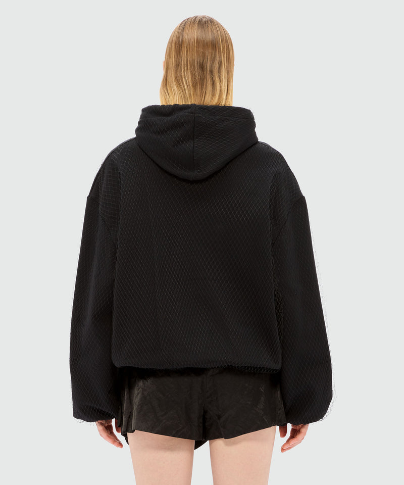 Black jersey sweatshirt with tulle and "Cute Kitty" print 99 Women 