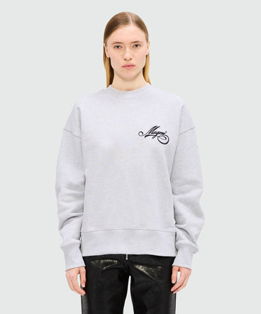 Felpa grigio mélange in jersey con logo MSGM corsivo