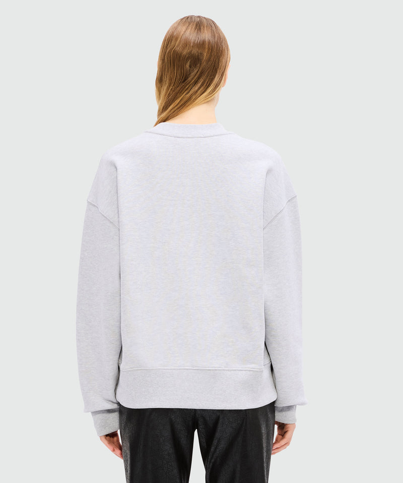 Felpa grigio mélange in jersey con logo MSGM corsivo 95 Donna 