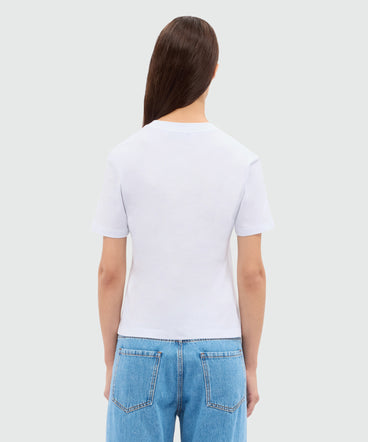 White jersey T-shirt with cursive MSGM logo