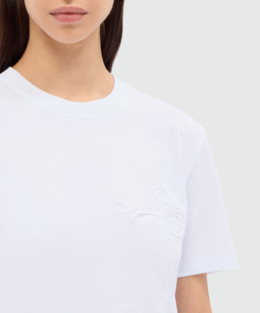 White jersey T-shirt with cursive MSGM logo