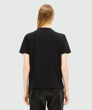 T-shirt nera in cady con fiocchi