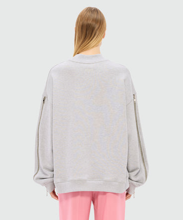 Gray mélange sweatshirt in jersey and "Sketched bunny" print